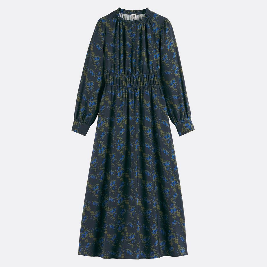 La Redoute Collections Robe longue imprimé floral à manches longues et col volanté  