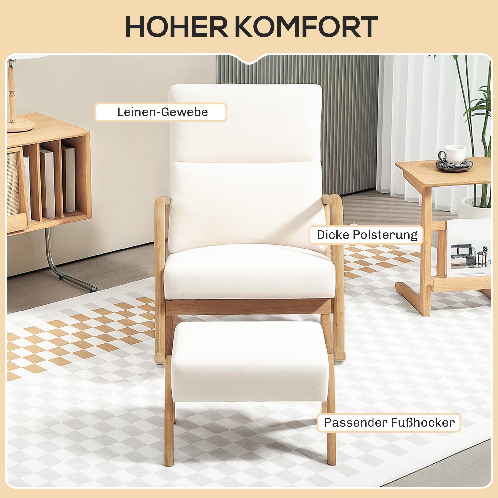 HOMCOM Schaukelstuhl mit Hocker  