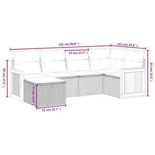 VidaXL Ensemble de canapés de jardin rotin synthétique  