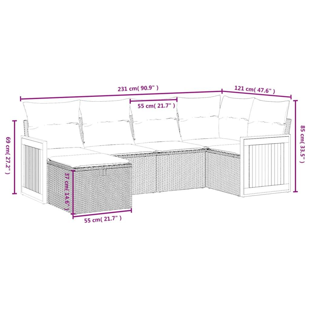 VidaXL set divano da giardino Polirattan  