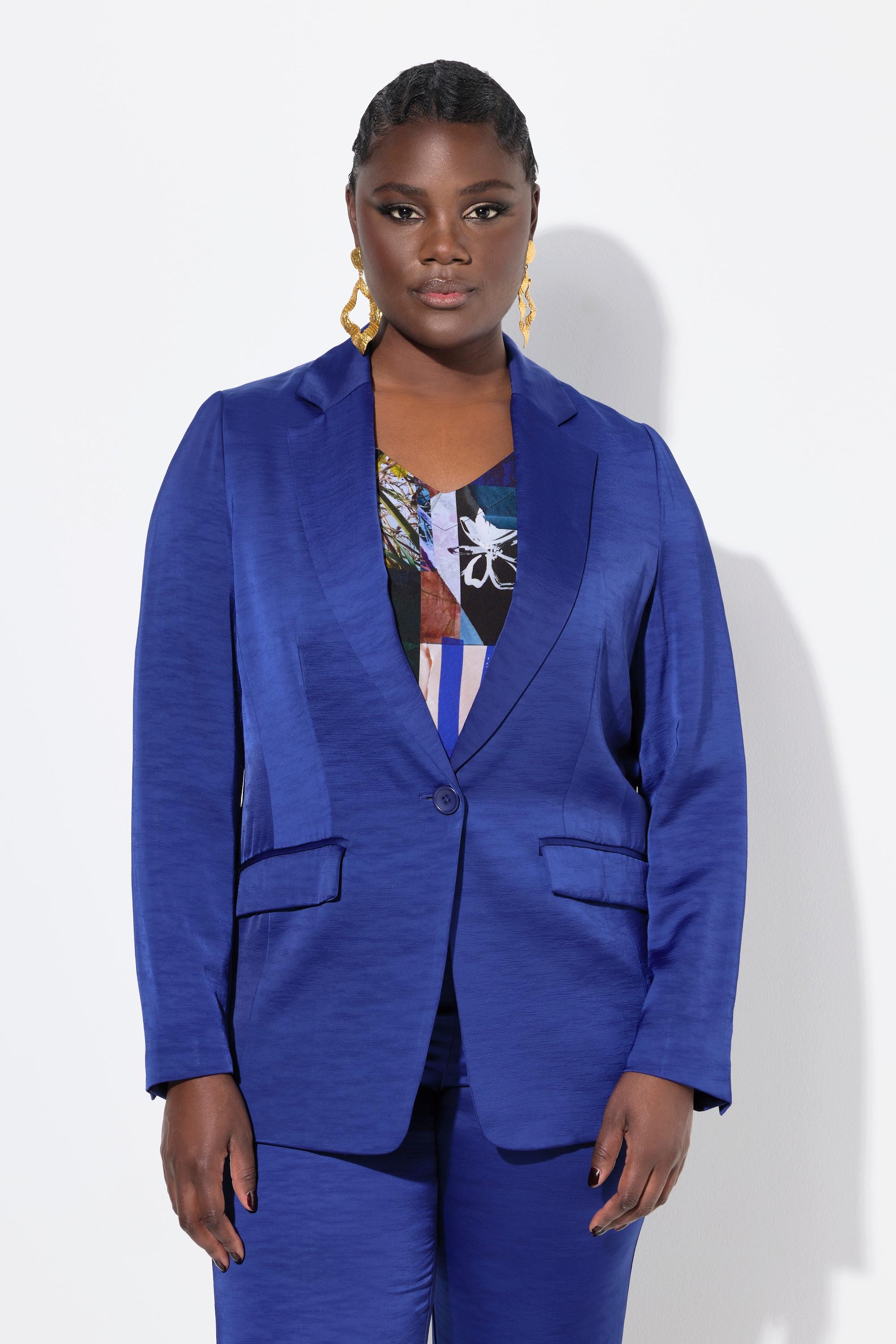 Ulla Popken Struktur Blazer Reverskragen Knopfverschluss  