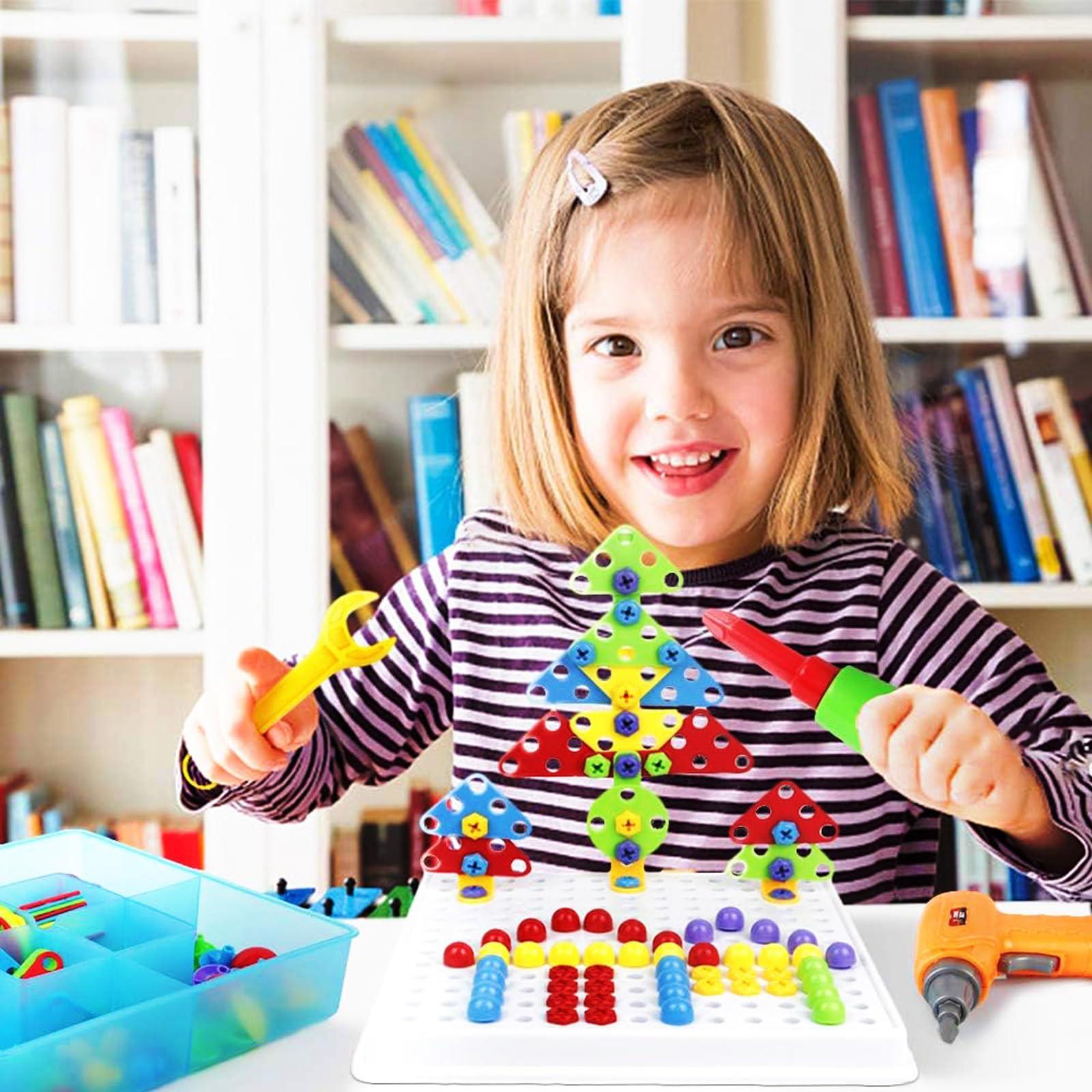 Activity-board  Absteckspielzeug mit Bohrer Pädagogisches kreatives Spielzeug 3D-Puzzle Mosaik Werkzeugkasten 