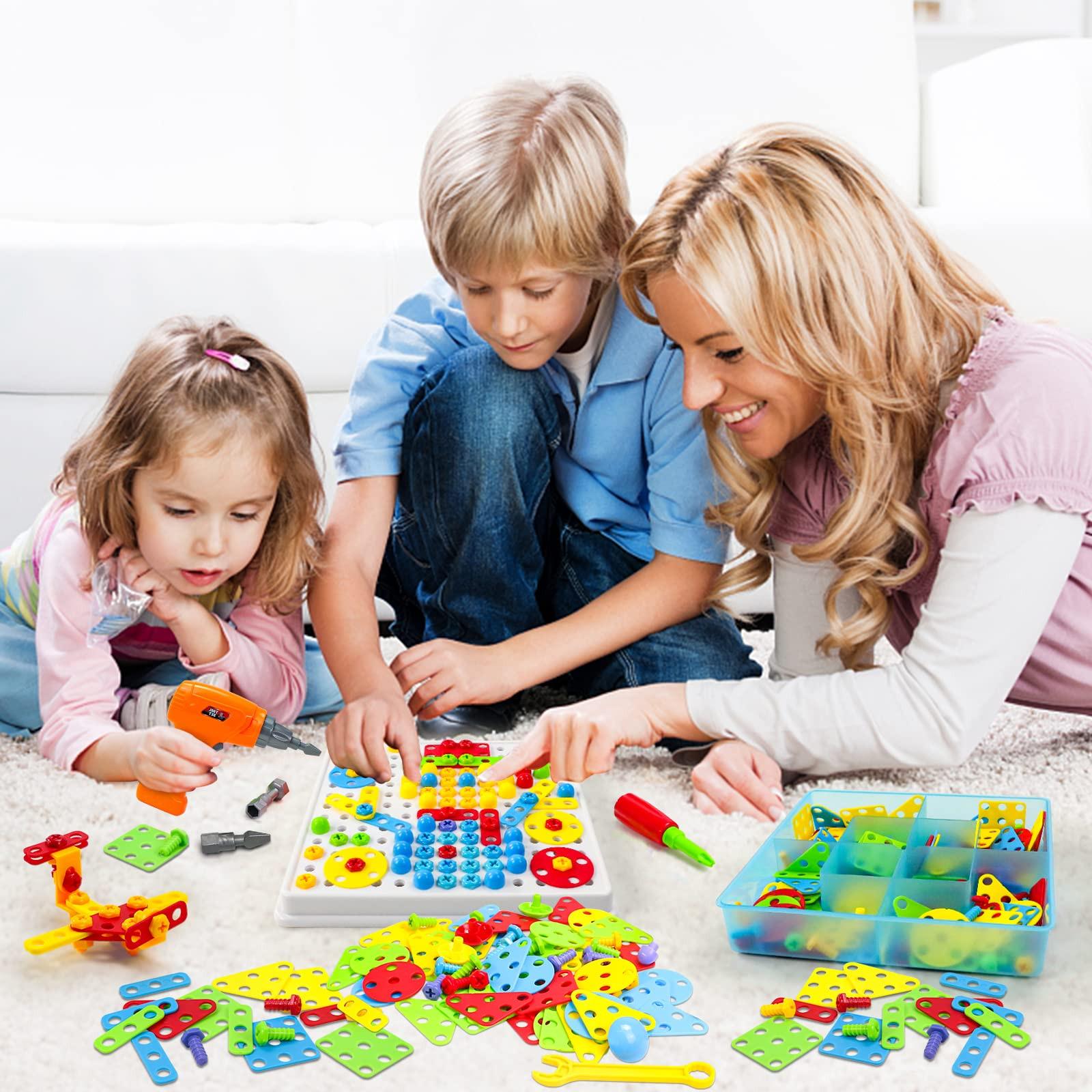 Activity-board  Absteckspielzeug mit Bohrer Pädagogisches kreatives Spielzeug 3D-Puzzle Mosaik Werkzeugkasten 