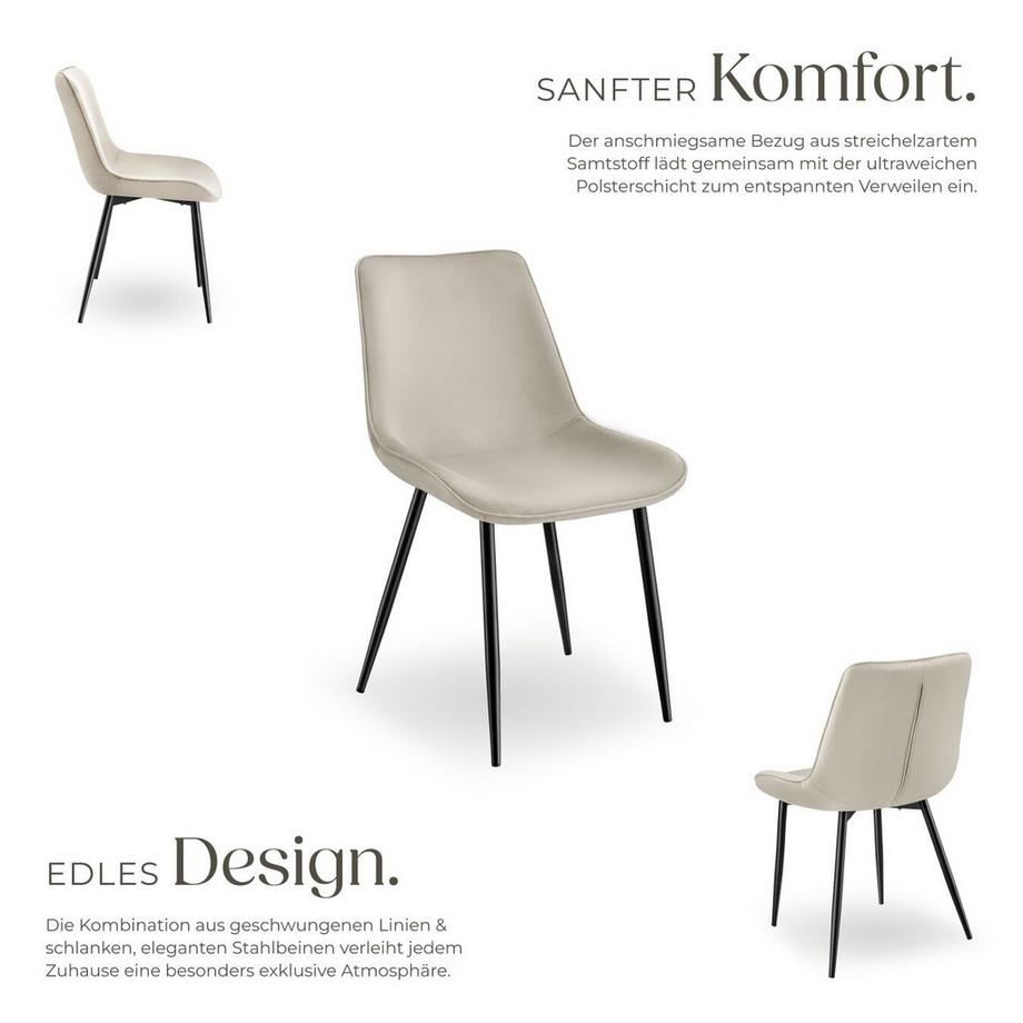 Tectake Set di sedie Monroe  imbottite, effetto velluto  