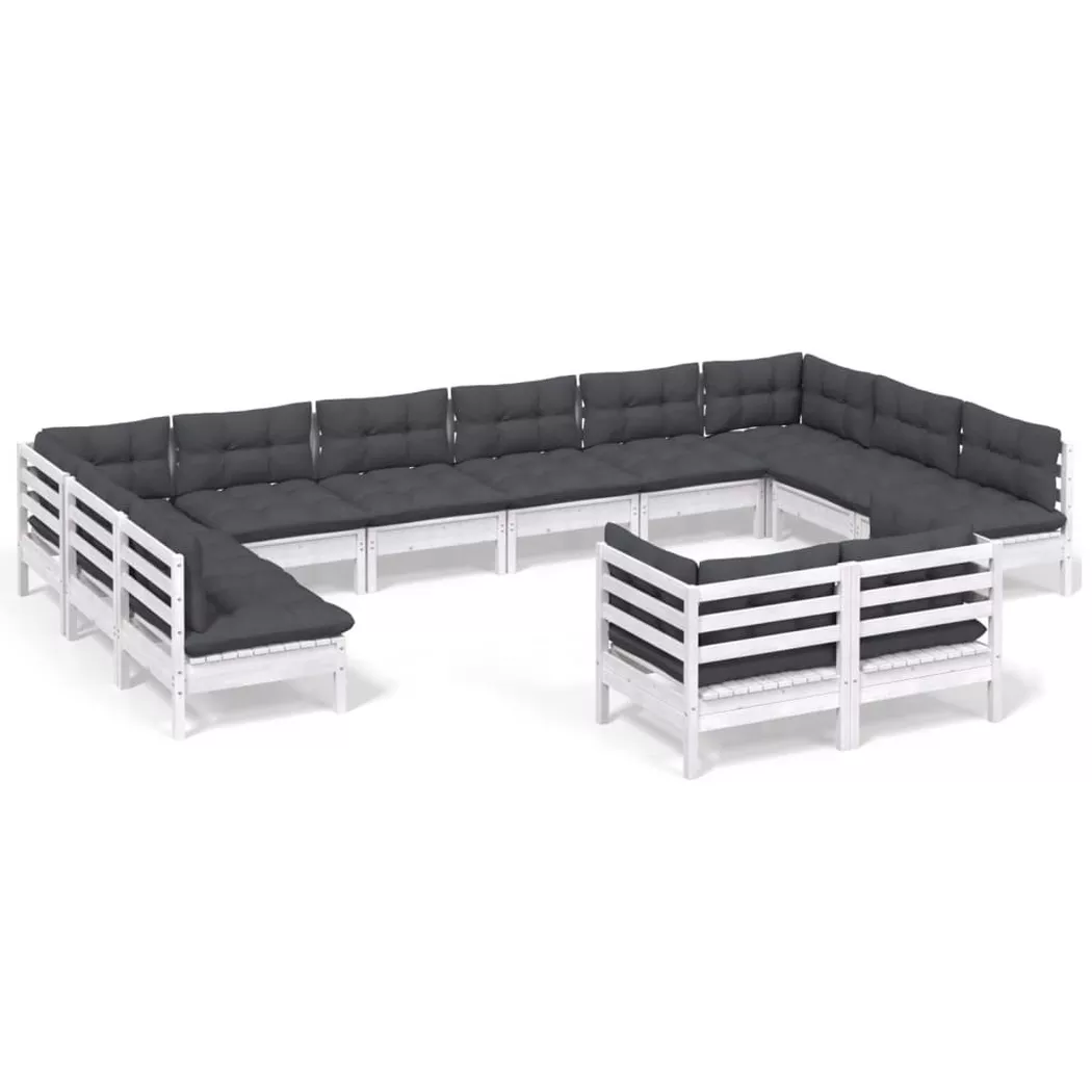 VidaXL - Garten-lounge-set kiefernholz, One Size, Weiss