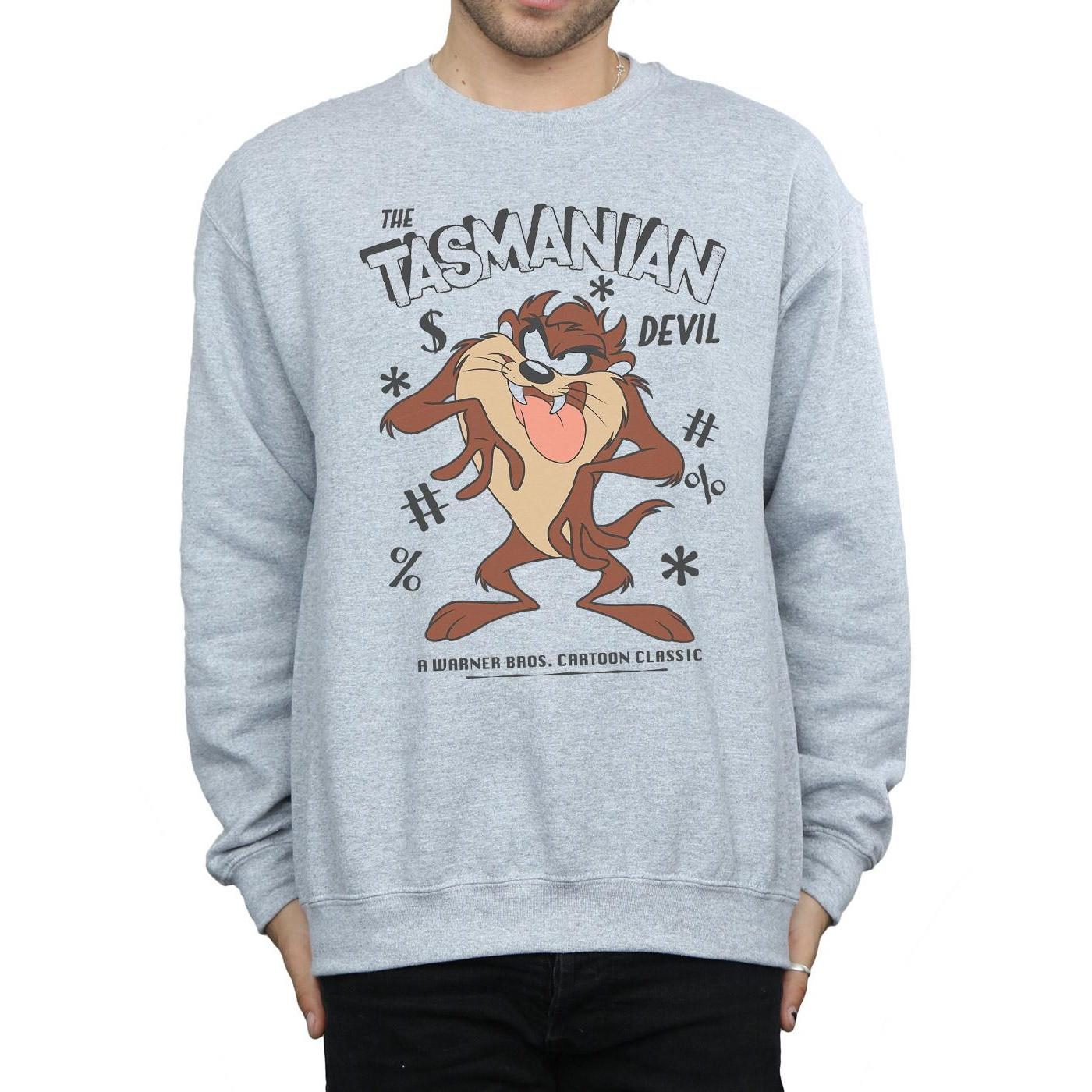 LOONEY TUNES Tasmanian Devil Felpa Girocollo Vintage  