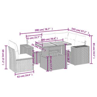 VidaXL Ensemble de canapés de jardin rotin synthétique  