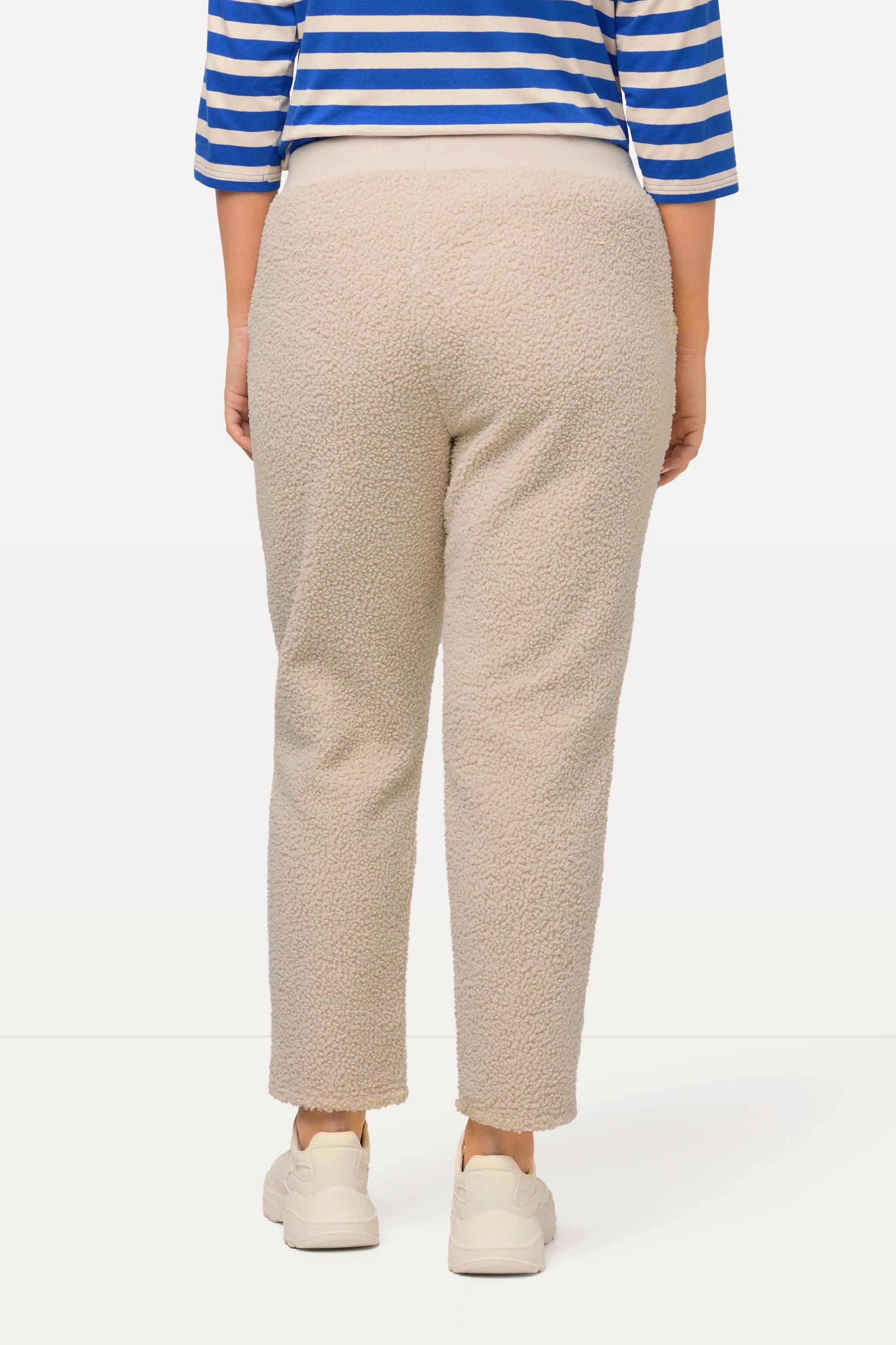 Ulla Popken Pantaloni Teddy Fleece Cintura Elastica Toppe Ginocchia  