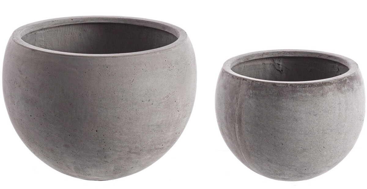 mutoni Vase Cement Boule Gris (set de 2)  