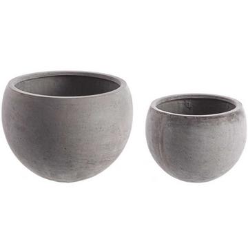 Vaso grigio a sfera in cemento (set di 2)