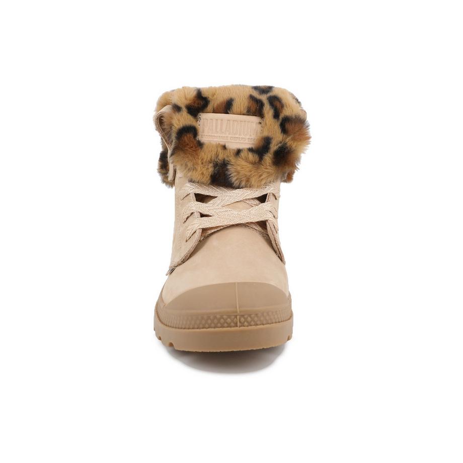 PALLADIUM Bottines baggy avec bordure en fausse fourrure imprimé léopard  