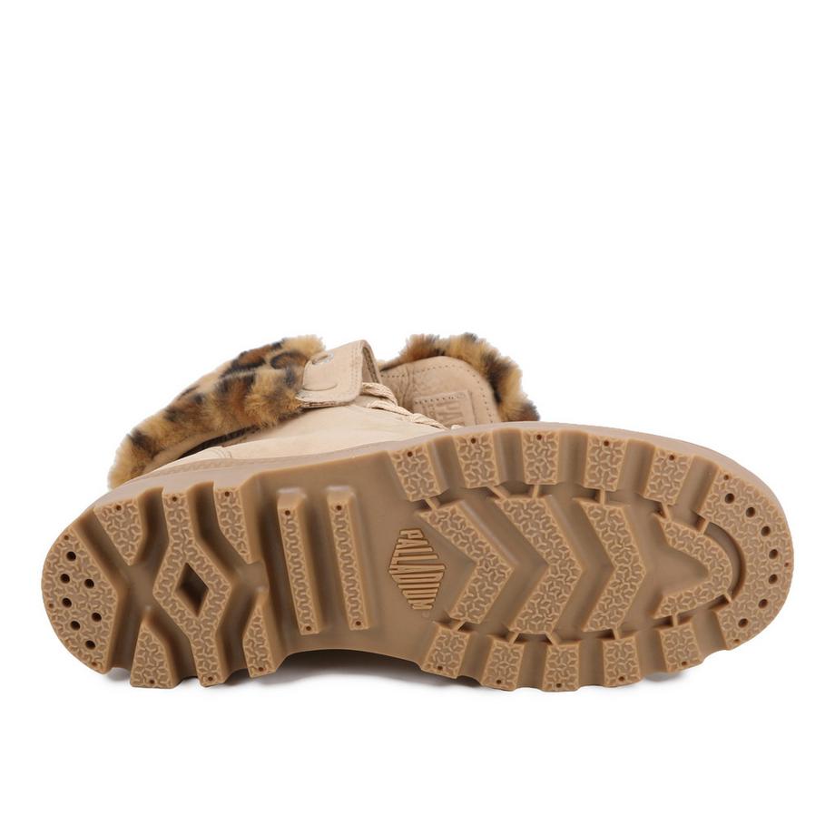 PALLADIUM Bottines baggy avec bordure en fausse fourrure imprimé léopard  