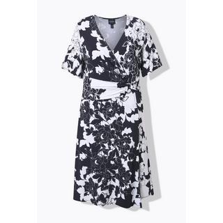 Ulla Popken Abito Slinky Floreale Drappeggiato Scollo a V Mezza Manica  