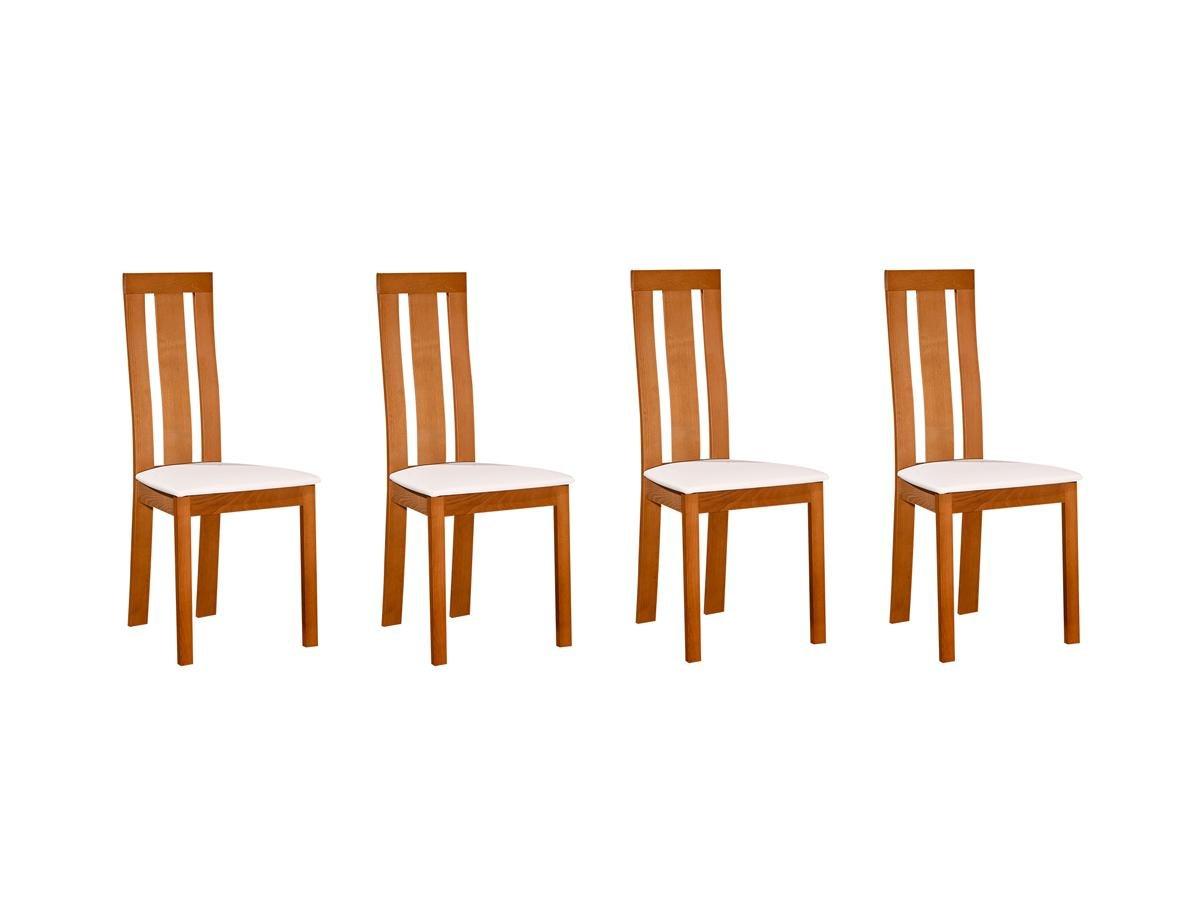 Vente-unique Lot de 4 chaises DOMINGO Hêtre massif chêne  