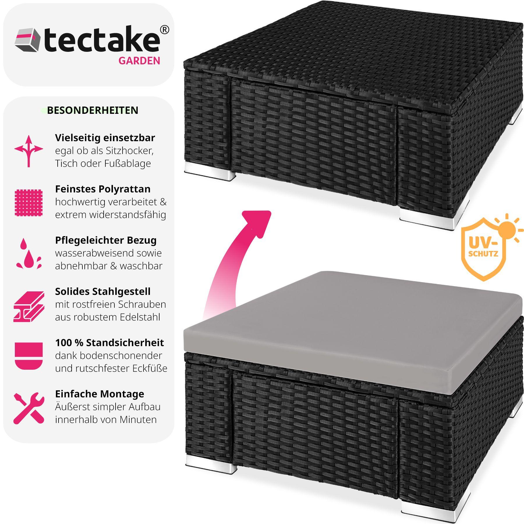 Tectake Pouf en résine tressée  