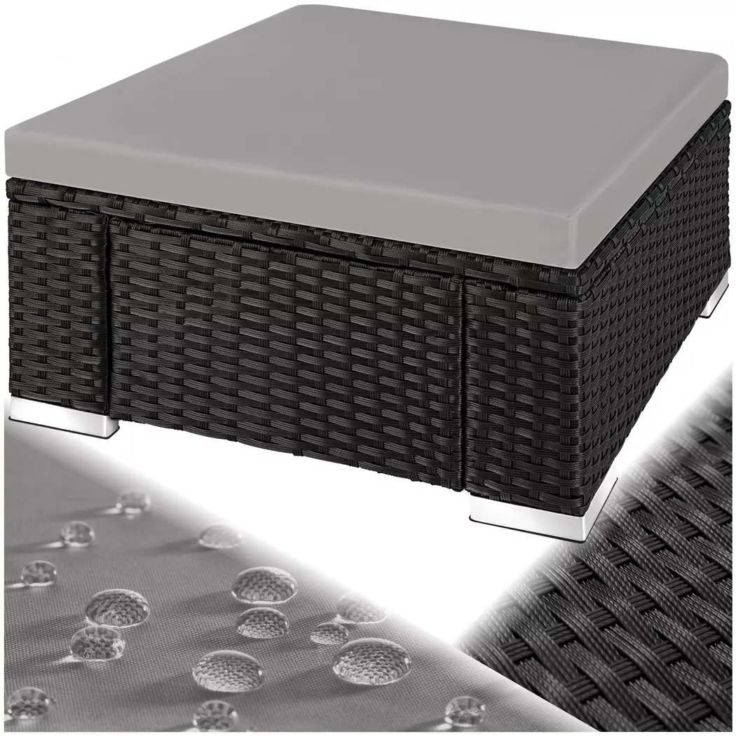 tectake® Rattan Sitzhocker, widerstandsfähig, einfacher Aufbau, 53 x 53 x 26 cm