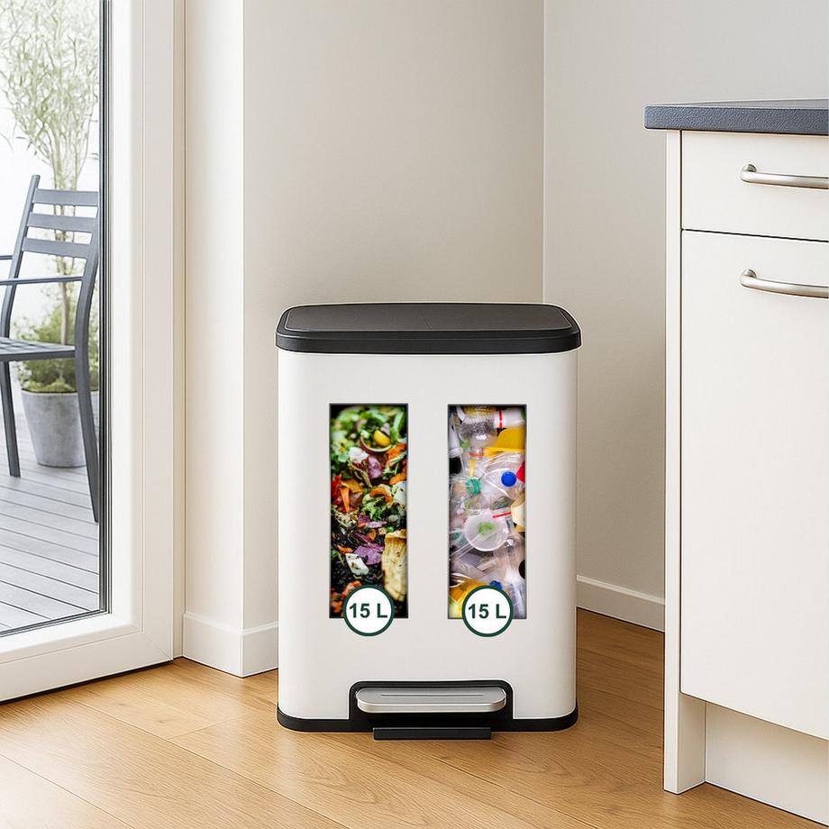 Northix Pattumiera da cucina, doppio scomparto  