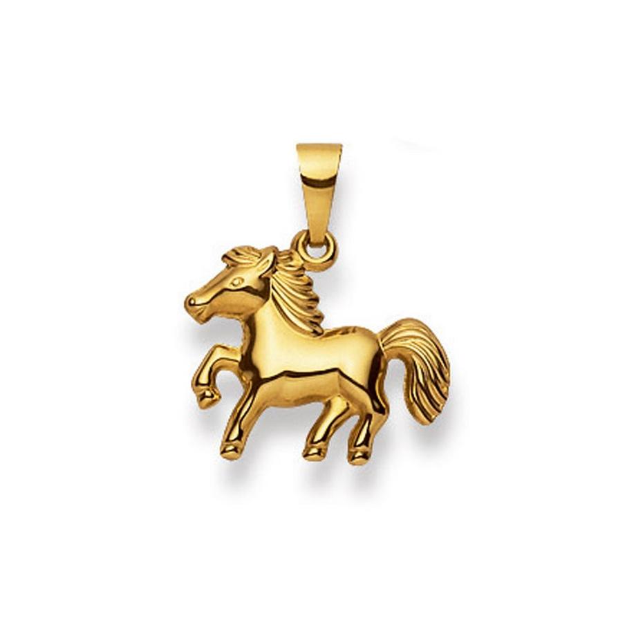 Pendentif cheval en or jaune 750, 19x16mm