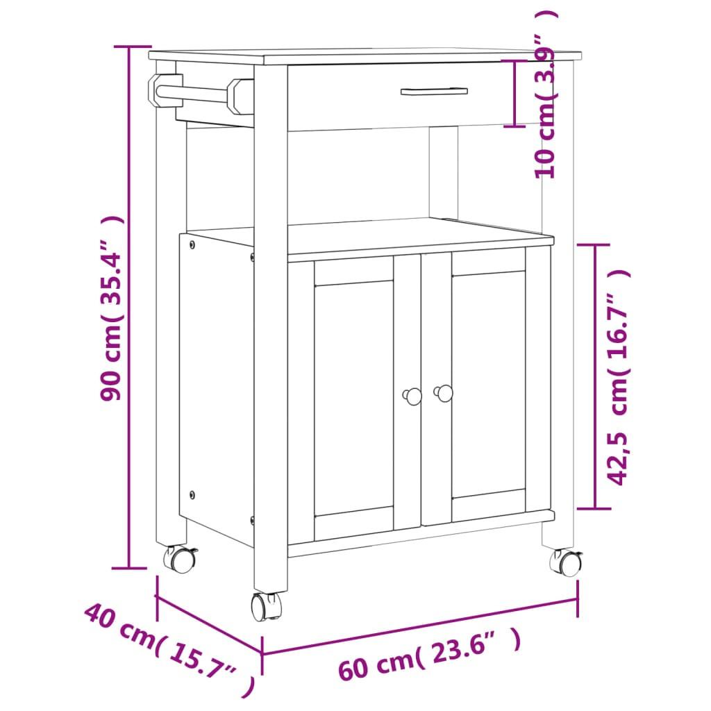 VidaXL Chariot de cuisine bois de pin  