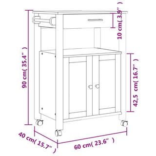 VidaXL Chariot de cuisine bois de pin  