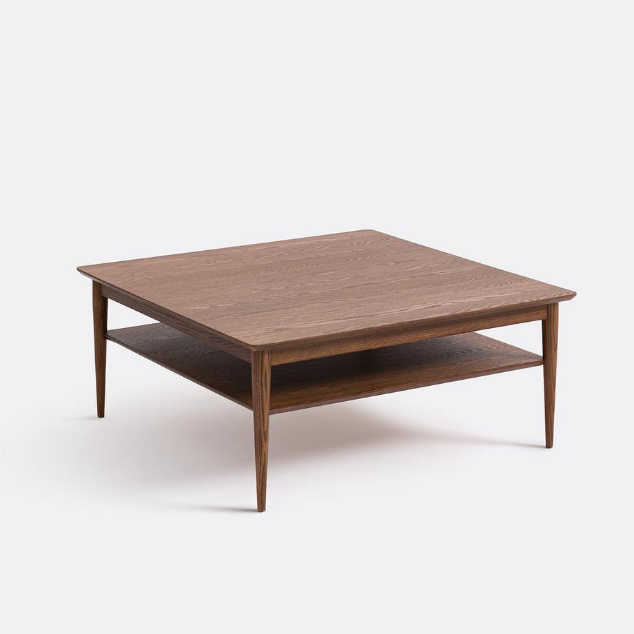 Quadratischer Couchtisch LUSSAN aus massiver und furnierter Esche