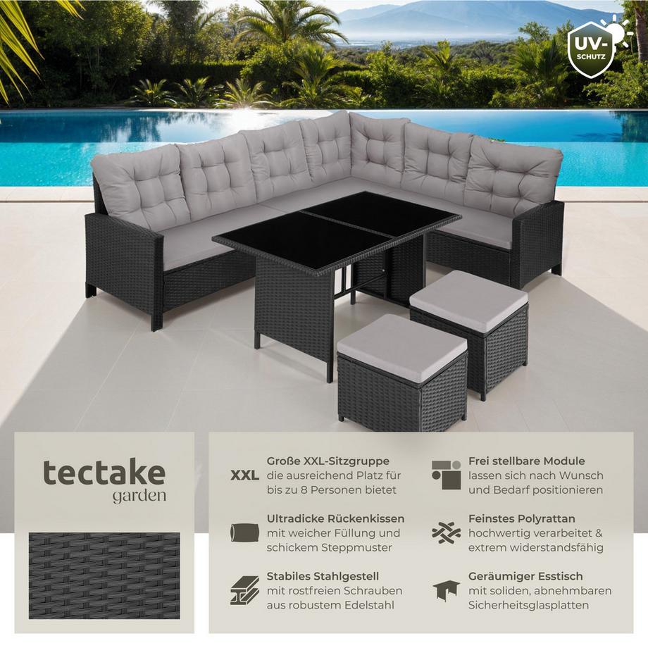 Tectake Salottino lounge in rattan Barletta da 6 a 8 persone  
