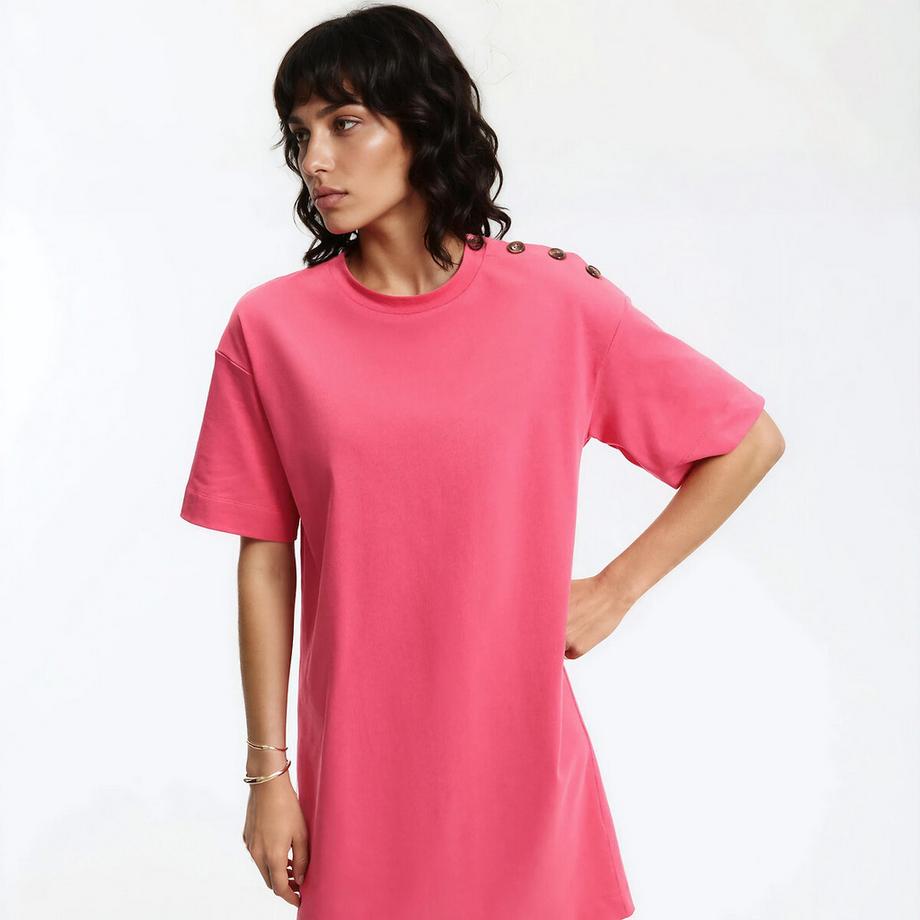 La Redoute Collections Abito T-shirt corto con abbottonatura sulla spalla  