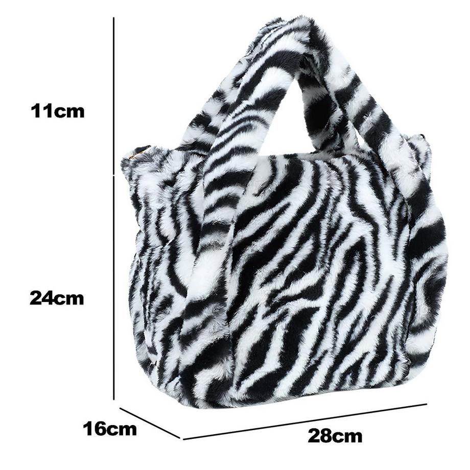 Gallantry Borsa a mano da donna Léona Douceur in pelliccia di zebra con tracolla Rimovibile  