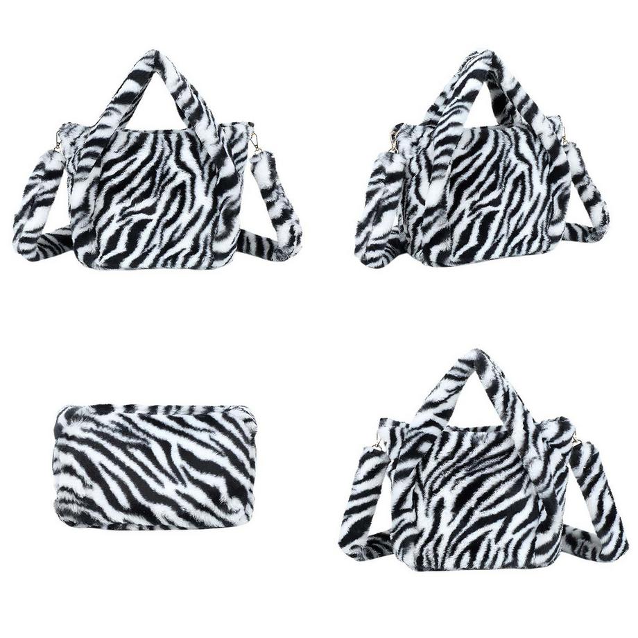 Gallantry Borsa a mano da donna Léona Douceur in pelliccia di zebra con tracolla Rimovibile  