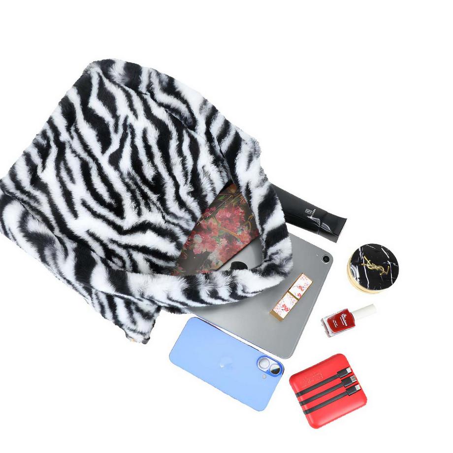 Gallantry Borsa a mano da donna Léona Douceur in pelliccia di zebra con tracolla Rimovibile  