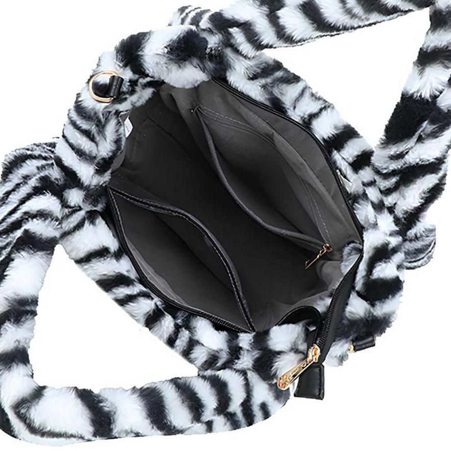 Gallantry Borsa a mano da donna Léona Douceur in pelliccia di zebra con tracolla Rimovibile  
