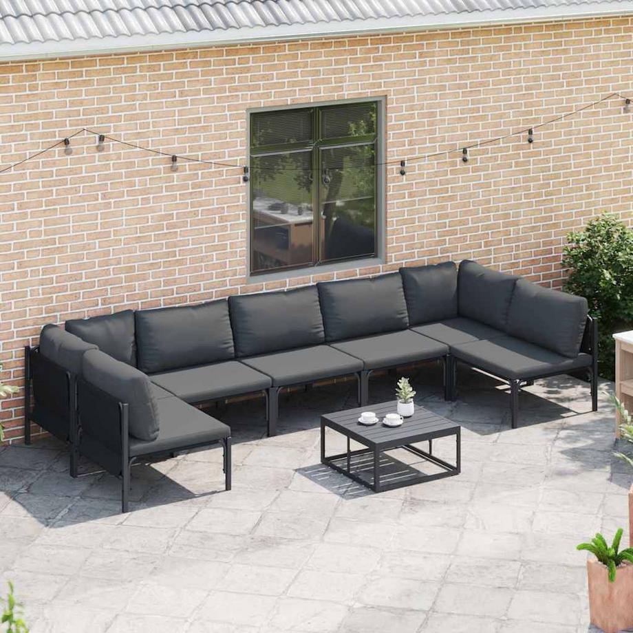 VidaXL Set Divano da Giardino Acciaio  