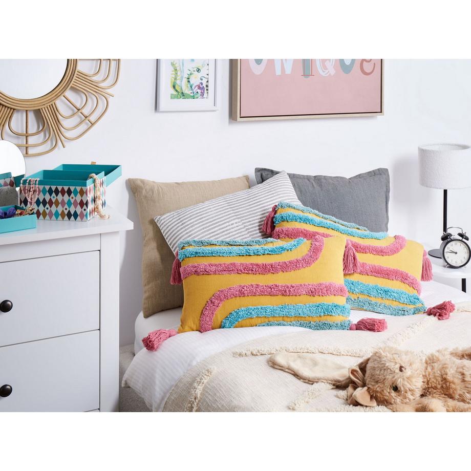 Beliani Set di 2 cuscini en Cotone Boho DOLICHOS  