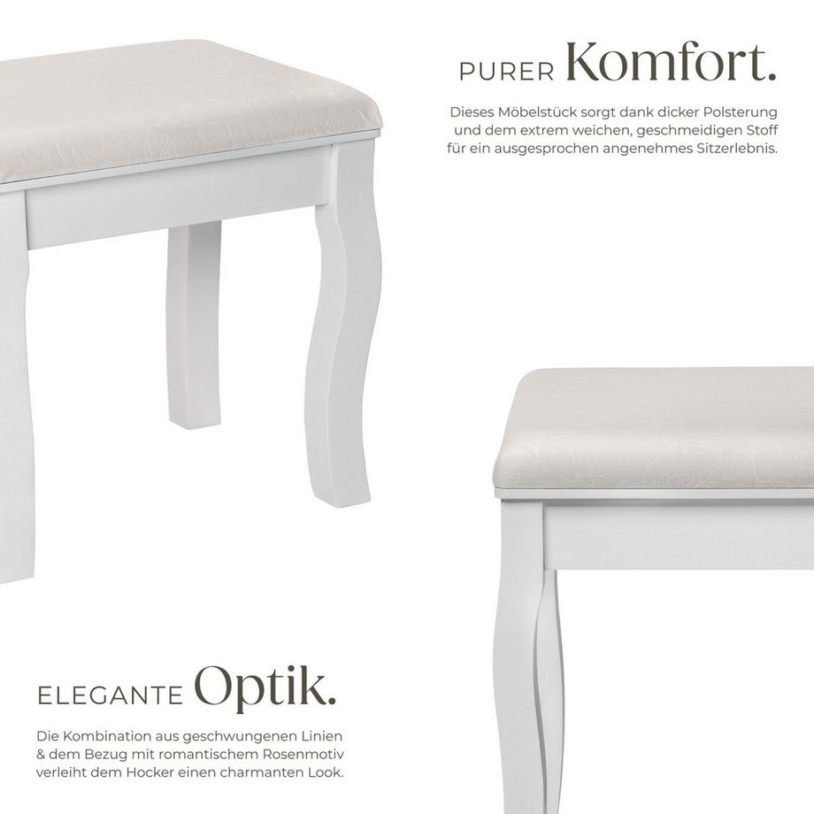 Tectake Schminkhocker  Vintage gepolstert, mit Massivholzbeinen  