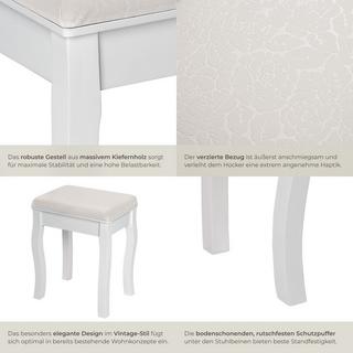 Tectake Schminktisch-Hocker Rosenmuster  