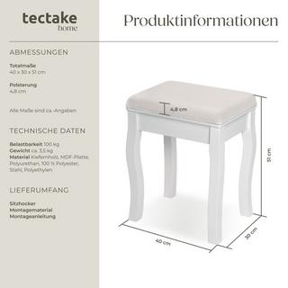 Tectake Schminktisch-Hocker Rosenmuster  