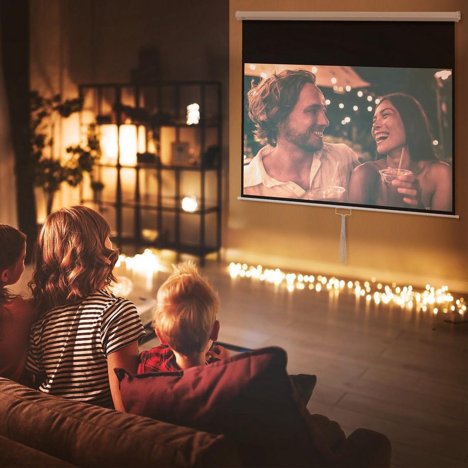 Northio  Écran de projection 172 x 96 cm, écran de projection manuel, écran en rouleau pour 4K, HD, écran de film pour home cinéma et présentation blanc 