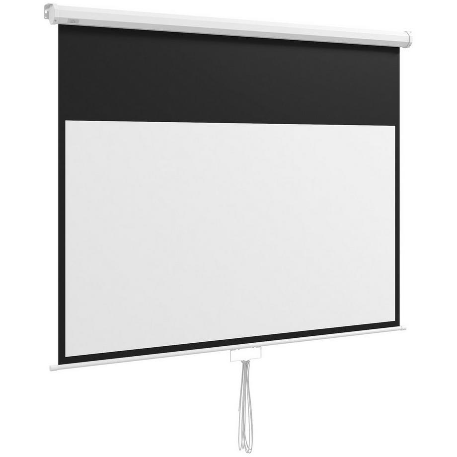 Écran de projection 172 x 96 cm, écran de projection manuel, écran en rouleau pour 4K, HD, écran de film pour home cinéma et présentation blanc
