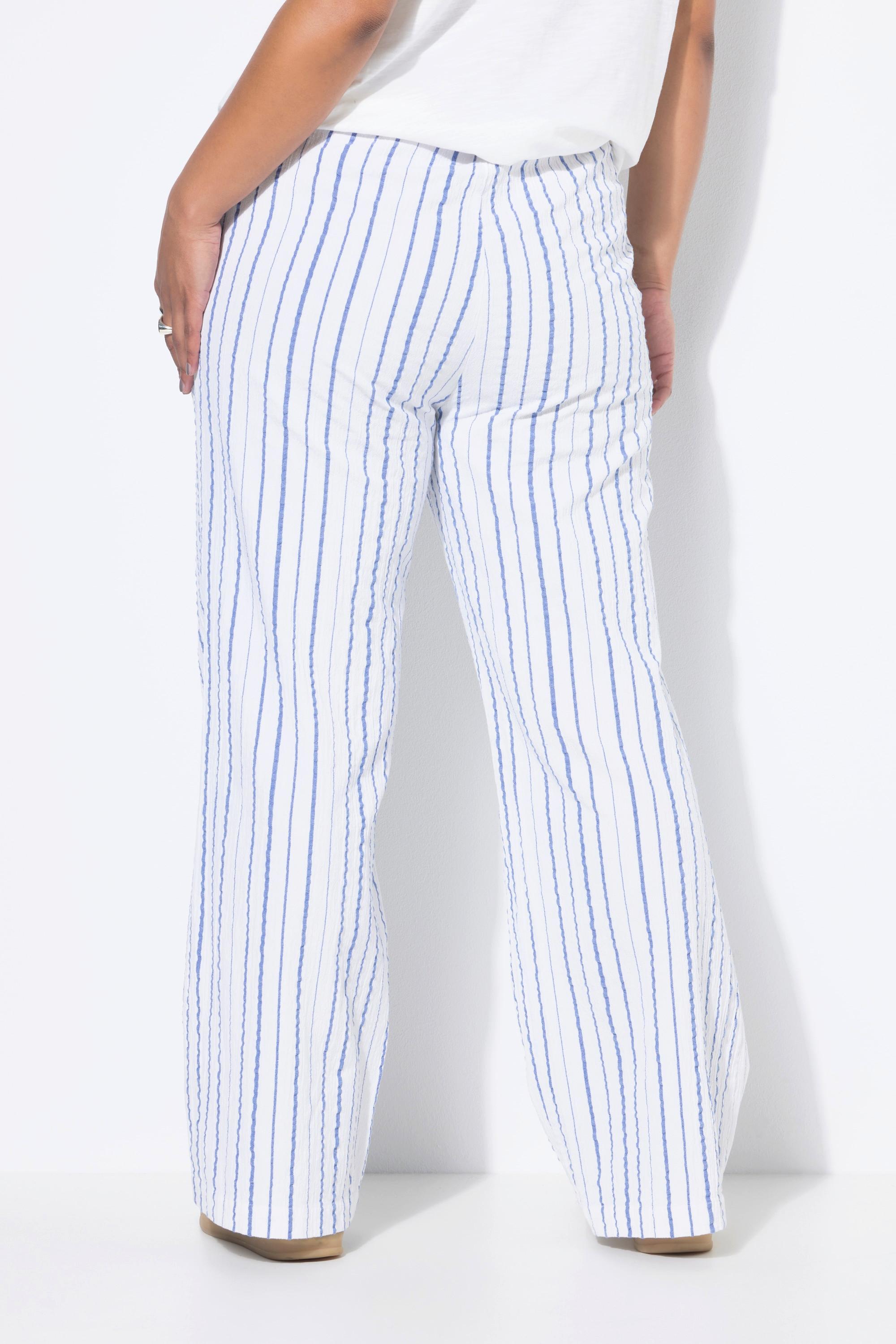 Studio Untold Pantalon Crêpe Rayé Coupe Large  