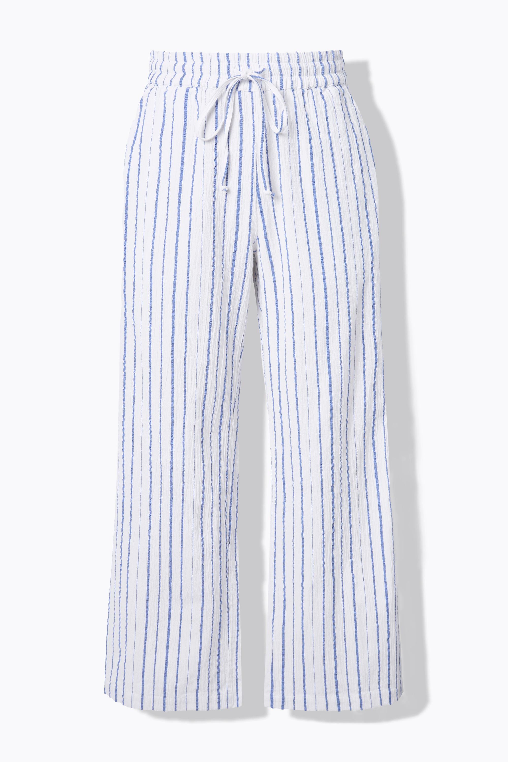 Studio Untold Pantalon Crêpe Rayé Coupe Large  