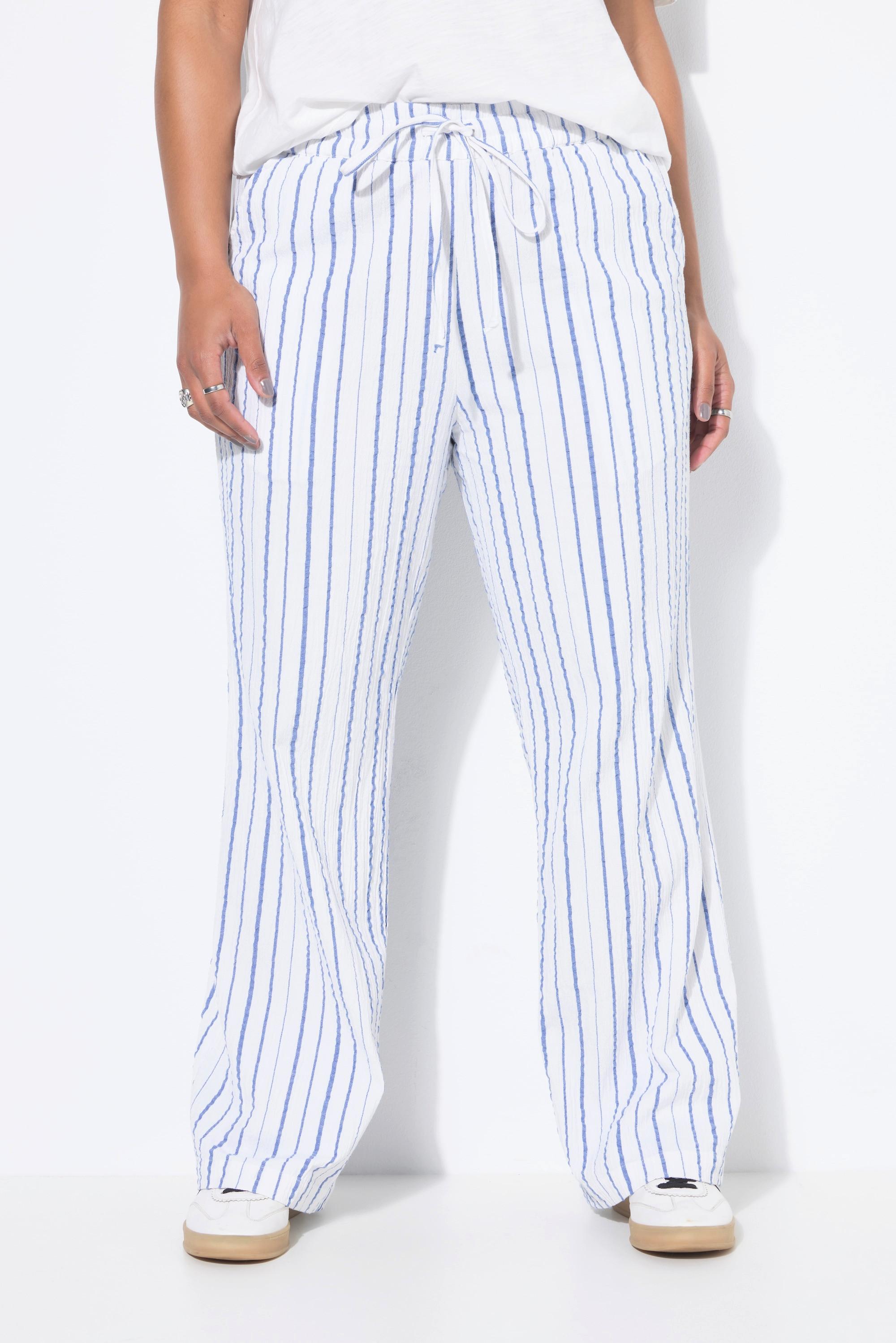 Studio Untold Pantalon Crêpe Rayé Coupe Large  