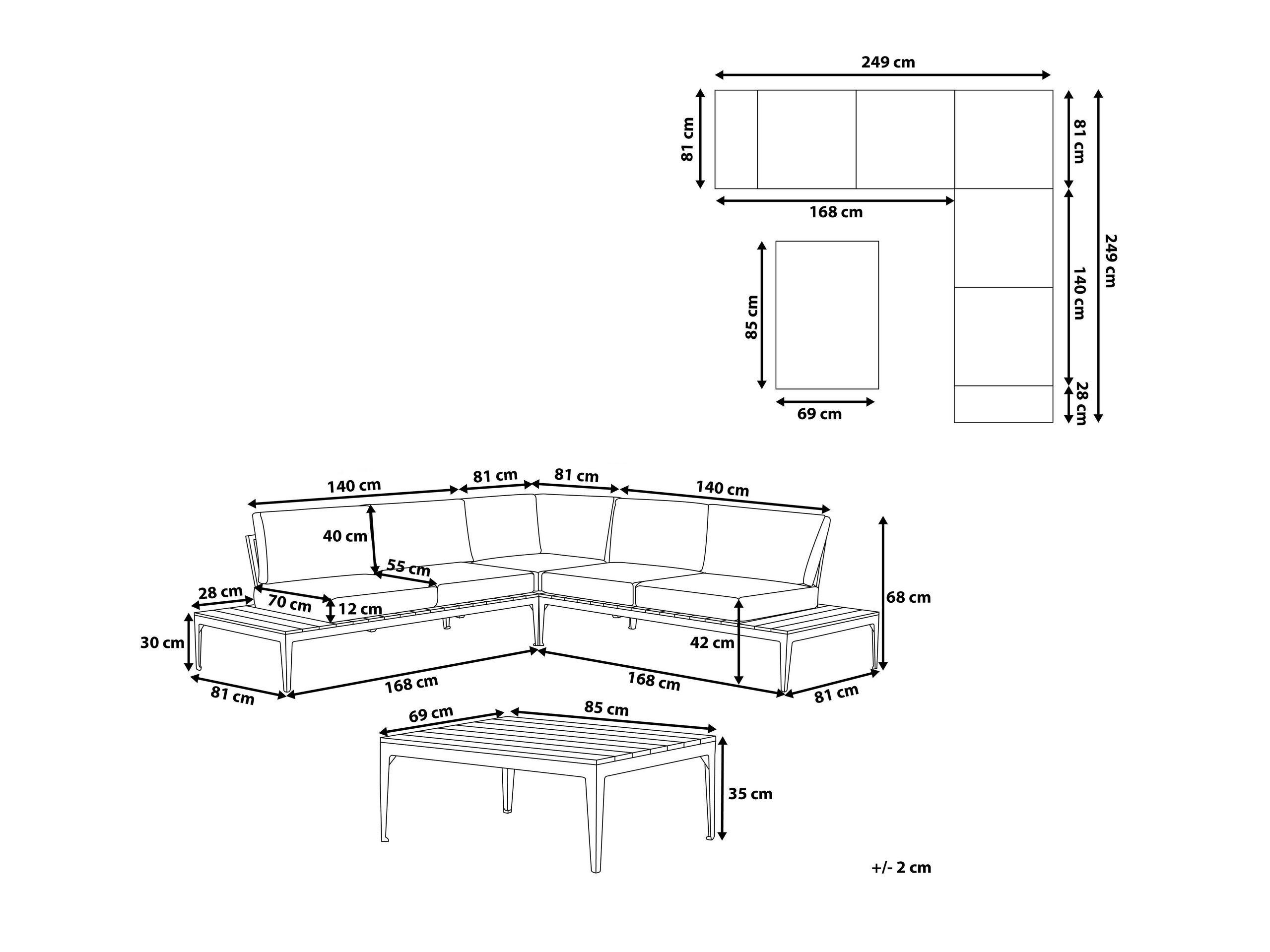 Beliani Set lounge pour jardin en Bois synthétique Moderne POSITANO  