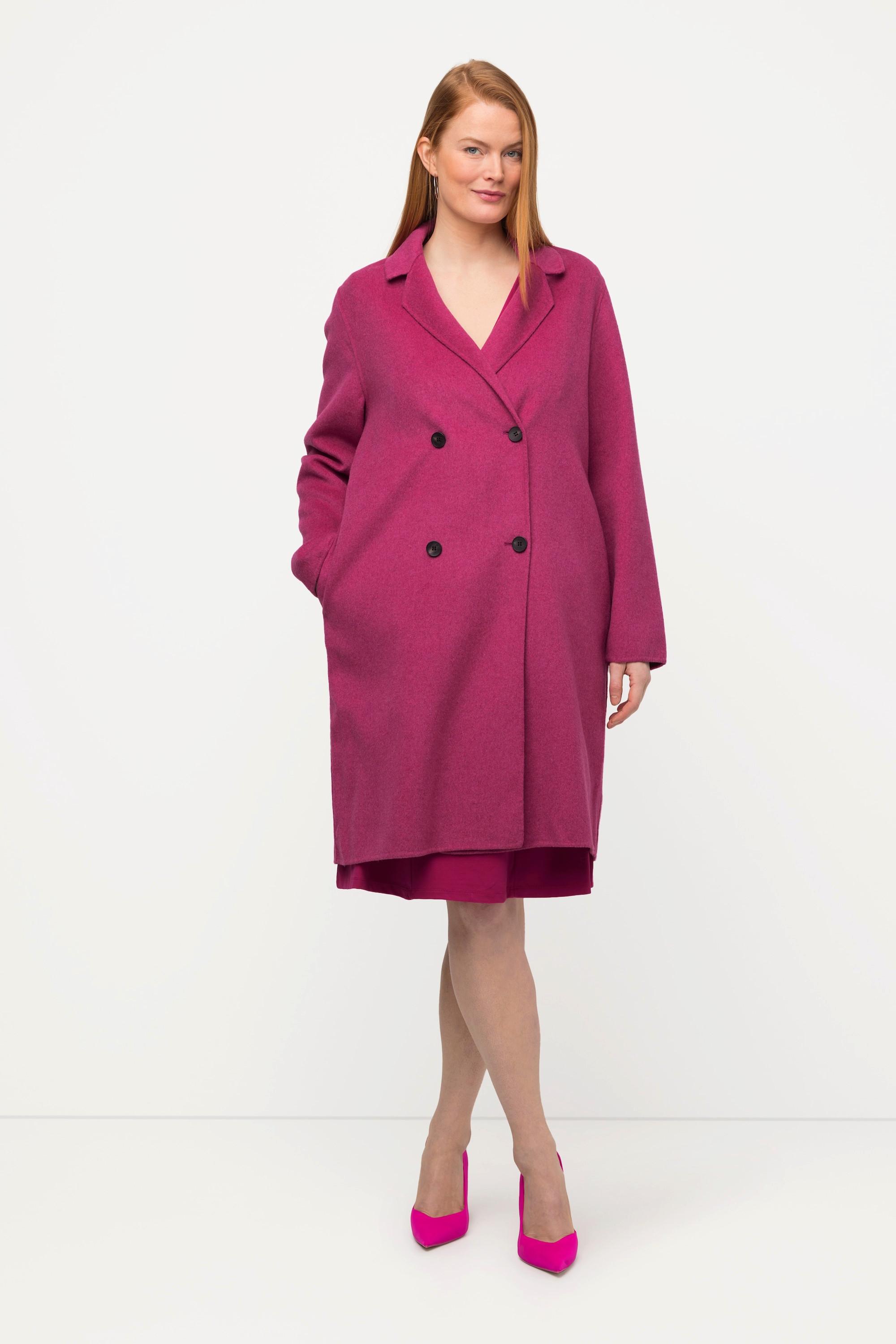 Ulla Popken Cappotto effetto lana doppiopetto revers  