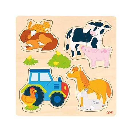 goki  Puzzle Einlegepuzzle Bauernhoftiere (12Teile) 