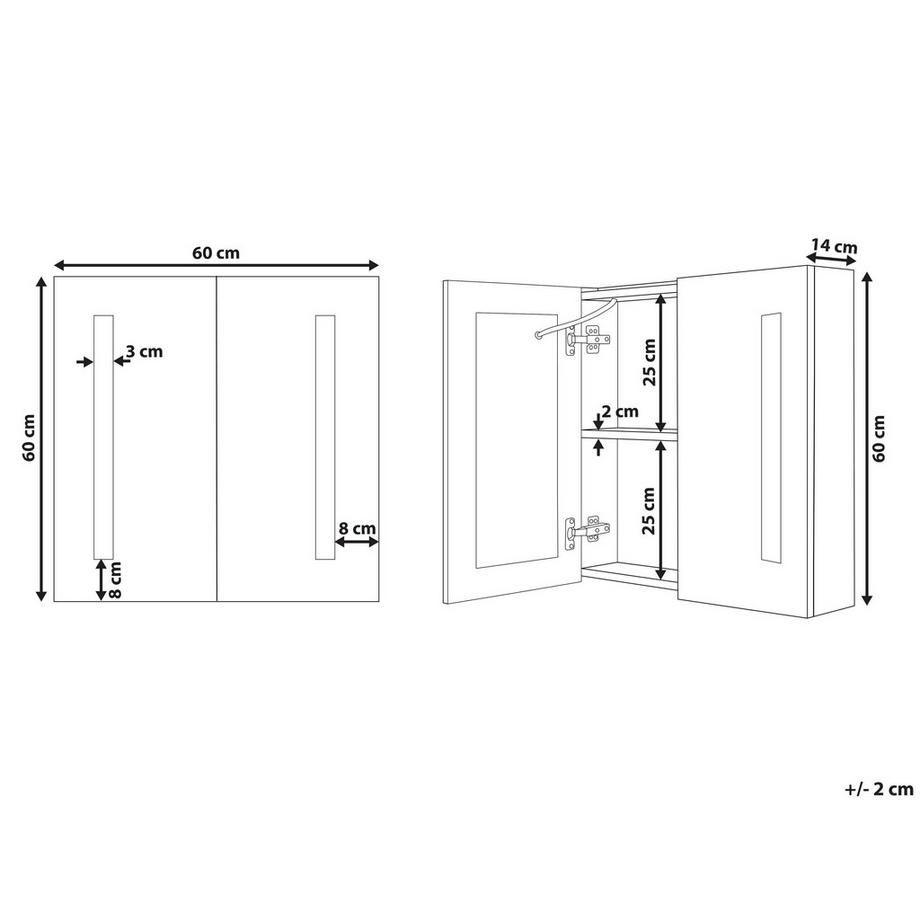 Beliani Armadio a muro per specchio da bagno en Legno compensato Moderno CHABUNCO  