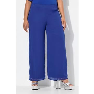 Pantaloni di chiffon a doppio strato con taglio della gamba ampio e cintura elastica