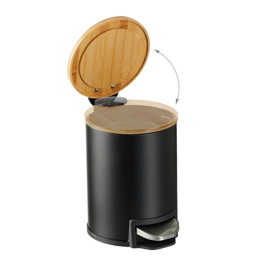 B2X Contenitore per rifiuti da bagno da 3 litri con coperchio in bambù  