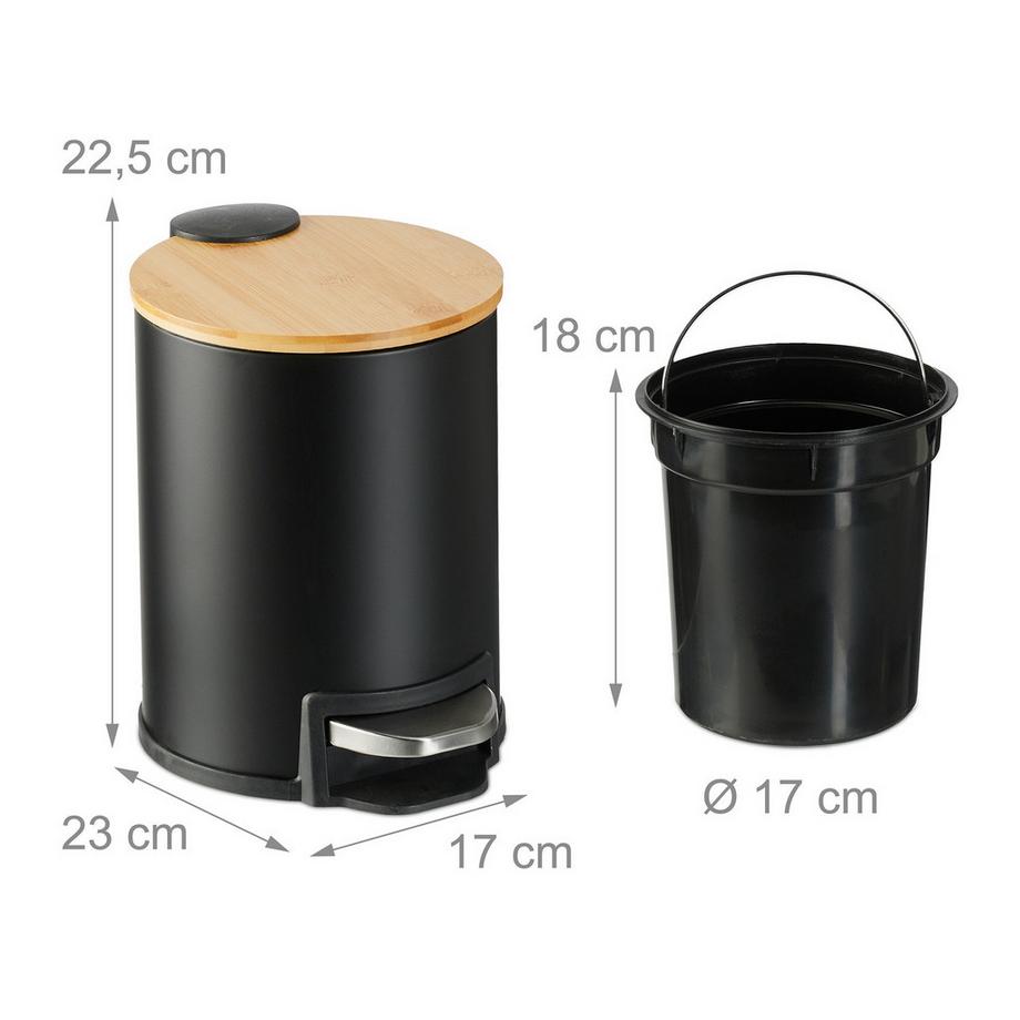 B2X Contenitore per rifiuti da bagno da 3 litri con coperchio in bambù  