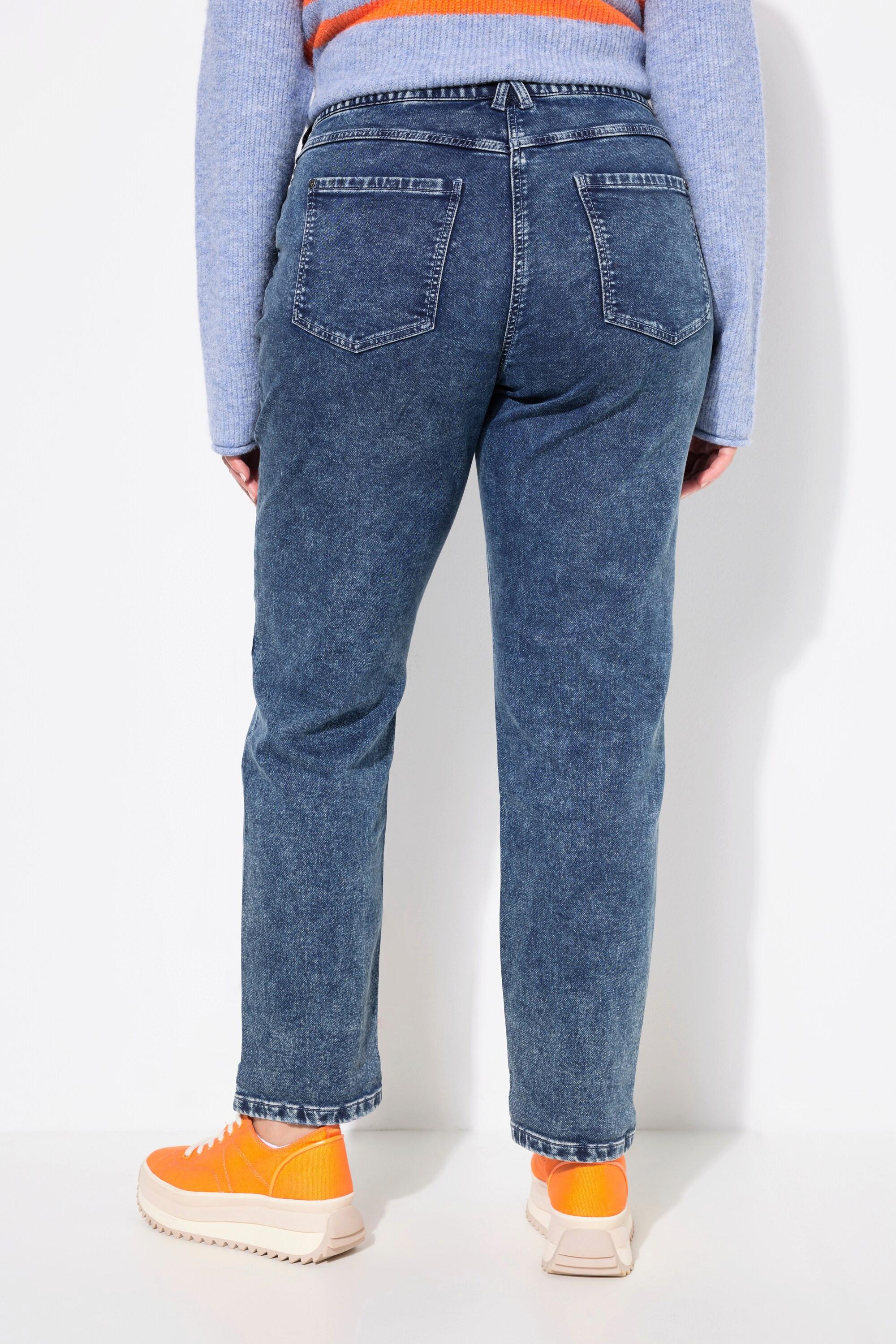 Ulla Popken  Boyfriend-Jerseyjeans, weites Bein, Komfortbund 