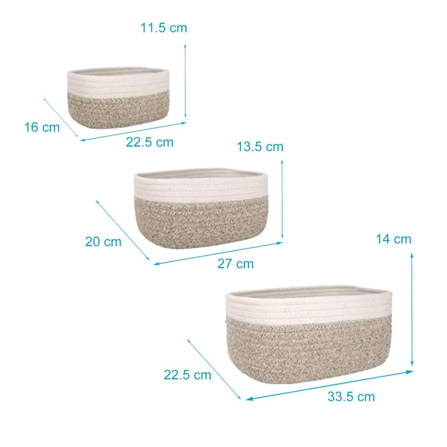 Intirilife Set de 3 paniers de rangement en coton  